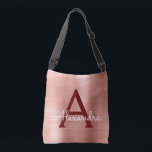 Stainless Steel Monogram rosa ros Guld Axelväska<br><div class="desc">Rosa - Ro Guld och Burgundy Faux Stainless Steel Elegant Monogram Bag. Den här väskan kan anpassas så att den omfattar ditt första och första namn.</div>