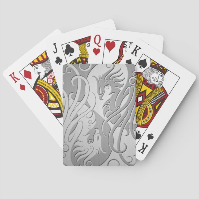 Stainless Steel Titta Yin Yang Phoenix Spel Kort (Baksidan)