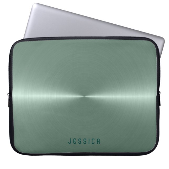 Stainless Steel-utseende av metallisk Grönt Laptop Sleeve (Framsidan)