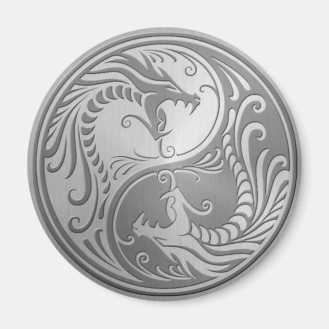 Stainless Steel Yin Yang Dragons Magnet (Framsidan)