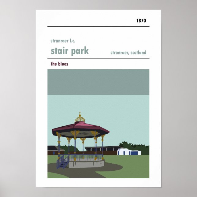 Stair Park, Stranraer. Stadiumutskrift Poster (Framsidan)