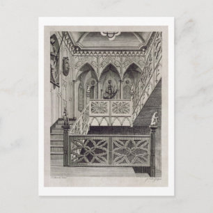 Staircase at Strawberry Backe, graverat av J. Newt Vykort