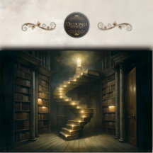 Staircase-decoupage för Candlelit Bibliotek
