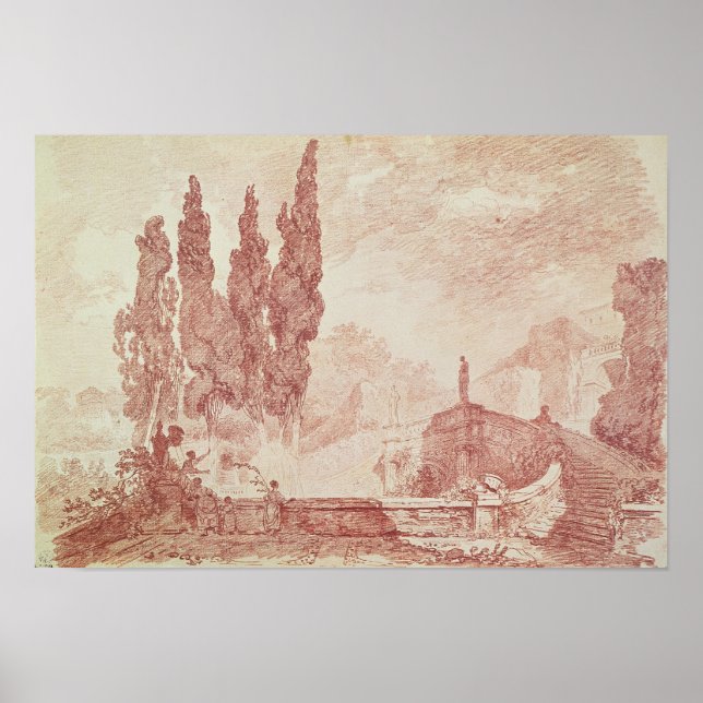 Staircase i trädgårdarna Villa d'Est Poster (Framsidan)