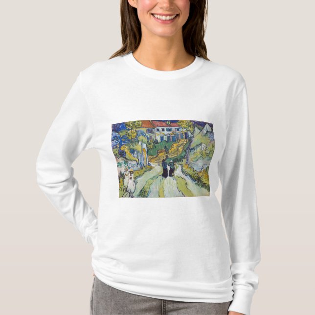 Stairway at Auvers 1890 by Vincent van Gogh T Shirt (Framsida)