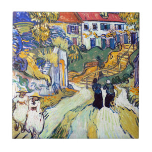Stairway i Auvers av Vincent Van Gogh Kakelplatta