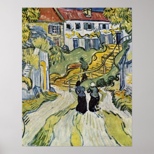 Stairway i Auvers av Vincent Willem van Gogh Poster (Framsidan)