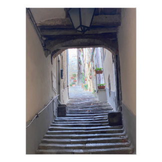 Stairway i Cortona, Italien Fototryck