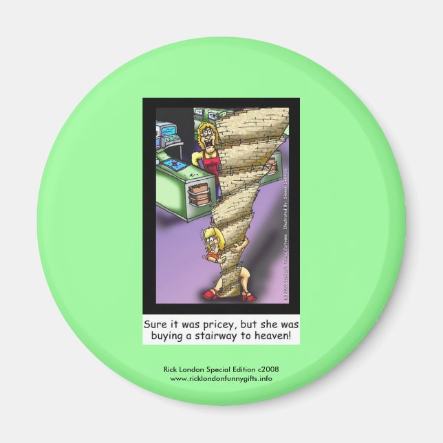 Stairway to Heaven Parody Tecknad Novelty Magnet (Framsidan)