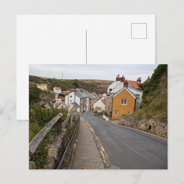 Staithes byhöga gata vykort (Fram/baksida)
