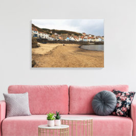 Staithes hamns strand och byns centrum canvastryck