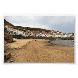 Staithes hamnstrand och byns centrum fototryck