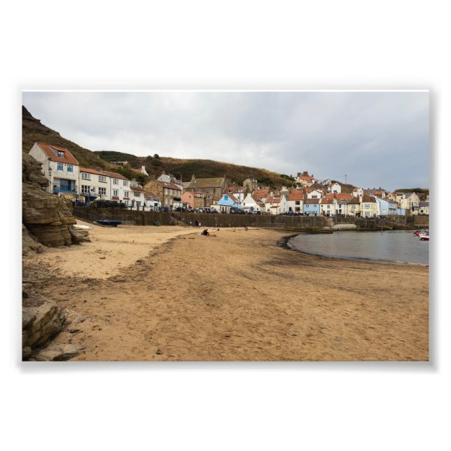 Staithes hamnstrand och byns centrum fototryck (Framsidan)