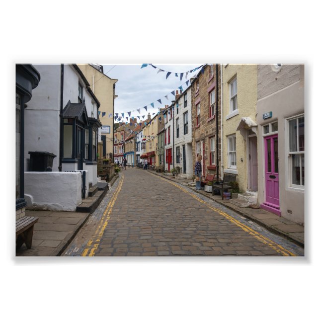 Staithes High Street Cobbled Road Fototryck (Framsidan)