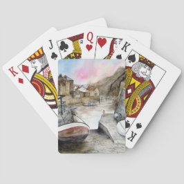 Staithes, North Yorkshire, England Watercolor Casinokort