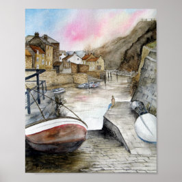 Staithes, North Yorkshire, England Watercolor Poster