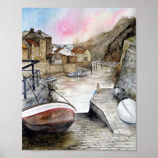 Staithes, North Yorkshire, England Watercolor Poster (Framsidan)