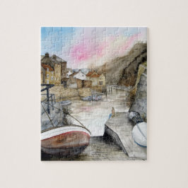 Staithes, North Yorkshire, England Watercolor Pussel