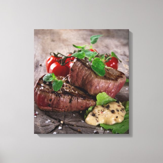 Stakar av grillad bak med färska örter och tomater canvastryck (Framsida)