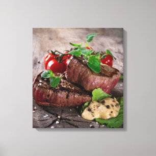 Stakar av grillad bak med färska örter och tomater canvastryck