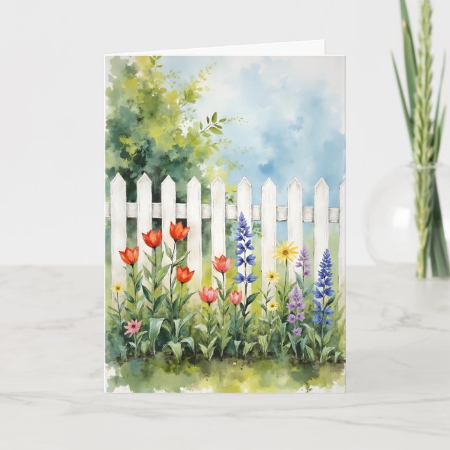 Staket med blommor Sympati Kort (Framsida)