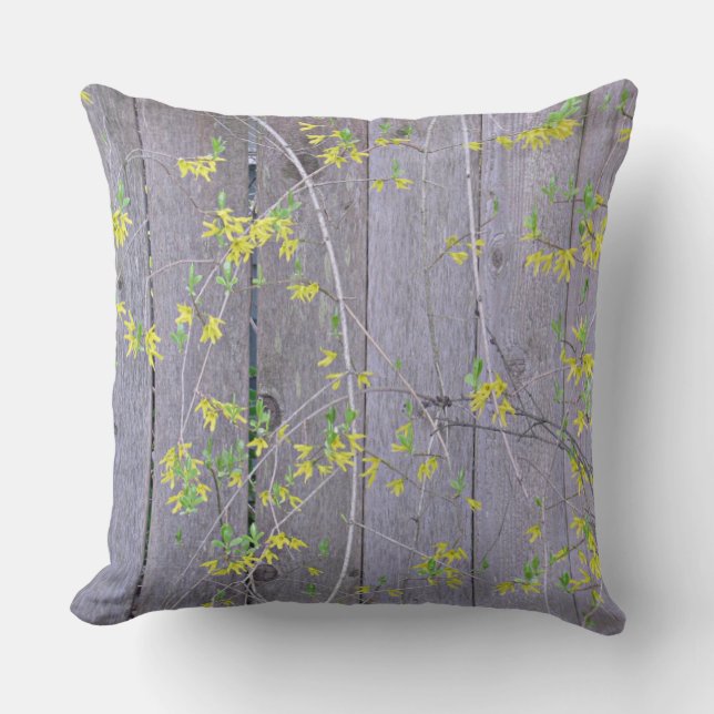 Staket med Forsythia Kudde (Framsida)