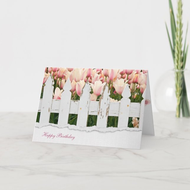 staket- och tulpanfödelsedag kort (Framsida)