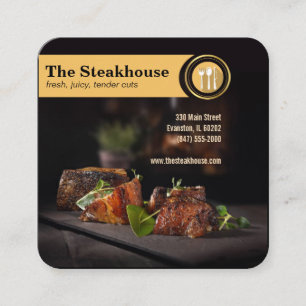 Stakhouse-restaurang-affärskort Fyrkantigt Visitkort