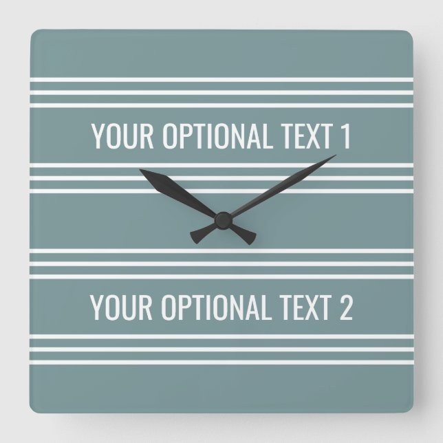 Stål Blue Rand anpassningsbar-väggklocka Fyrkantig Klocka (Framsida)