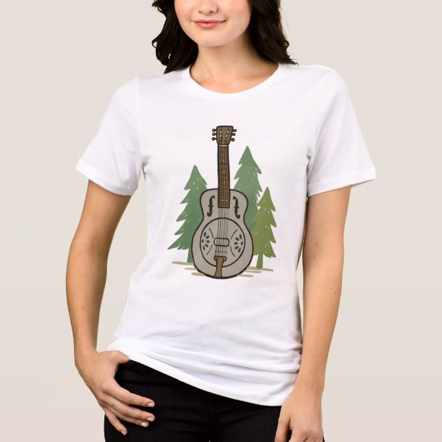 Stål Dobro Skog – Rustik Musikälskare Konst T Shirt (Framsida)