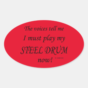 Stål Drum Voices säger must play Oval Sticker Ovalt Klistermärke
