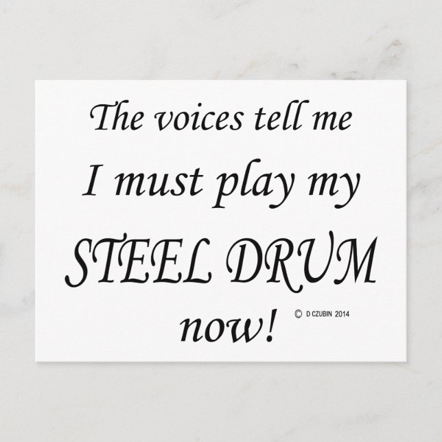 Stål Drum Voices säger must Play Vykort (Framsida)