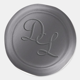 Stål Grått 2 Brev Monogram Vax sälstav för Runt Klistermärke