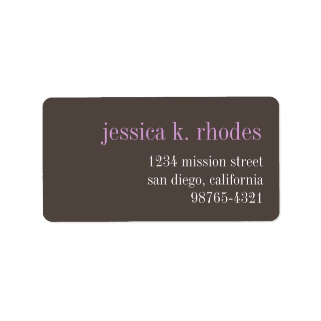 Stål-grått-lilaktypografi, modern returadress adressetikett (Framsidan)