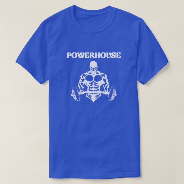 STÅL HJÄRTA BLÅ TRÄNINGS-GRAFISK POWERHOUSE HERR T SHIRT (Design framsida)