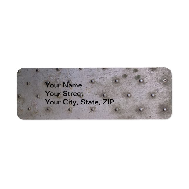 Stål lakan metall med smutsfläckar. returadress etikett (Framsidan)
