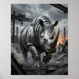 Stål Noshörning Laddning Poster