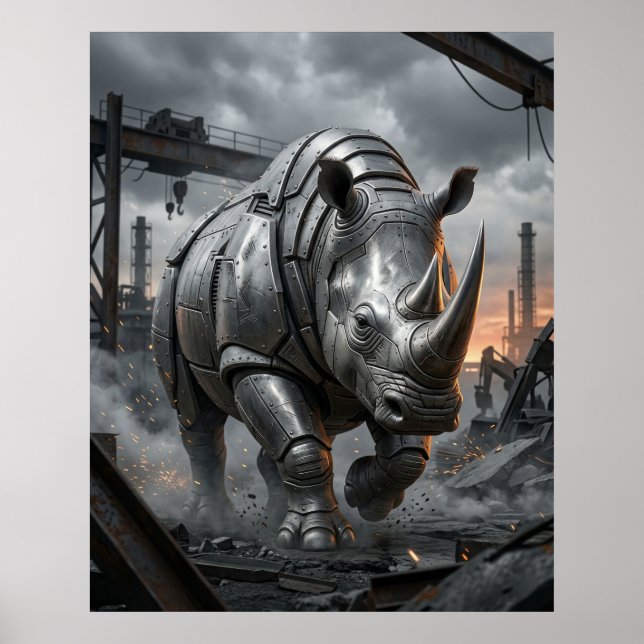 Stål Noshörning Laddning Poster (Framsidan)