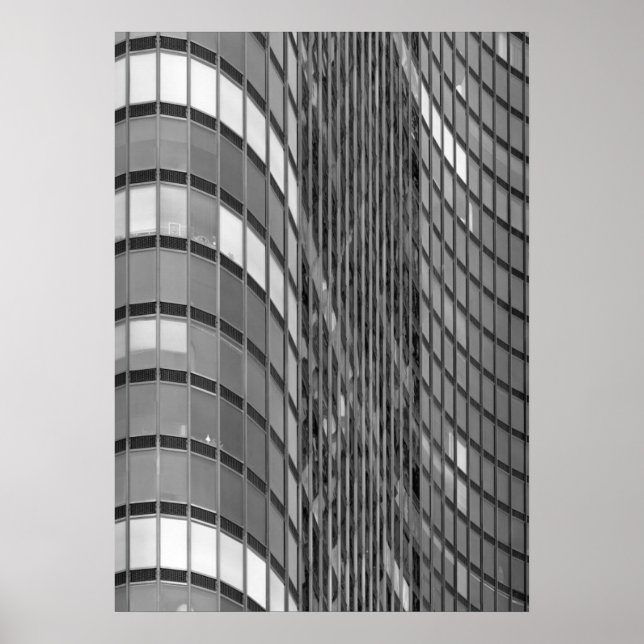 Stål- och glasgardinsmur av modern poster (Framsidan)