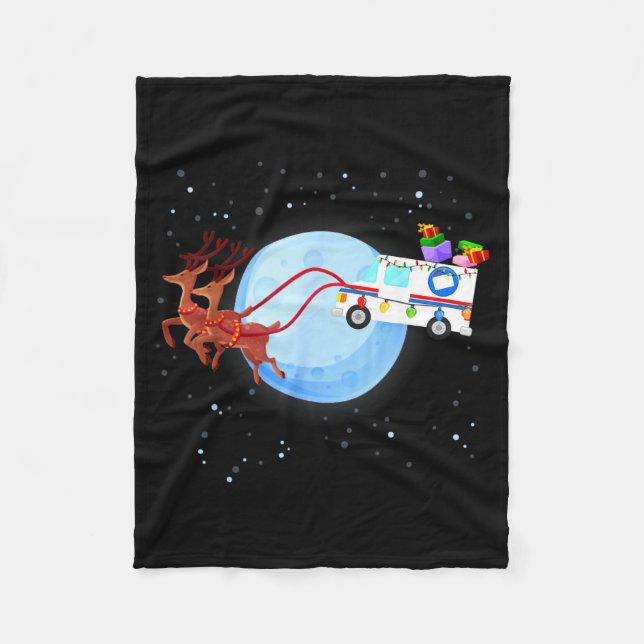 Stal Worker Christmas Mail Truck Funny Mailman Gif Fleecefilt (Framsidan)