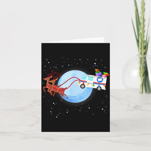 Stal Worker Christmas Mail Truck Funny Mailman Gif Kort (Framsida)