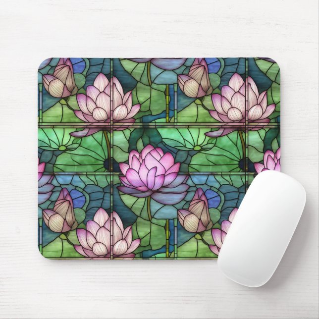 Stålad glass Lotus Mouse Pad Musmatta (Med mus)
