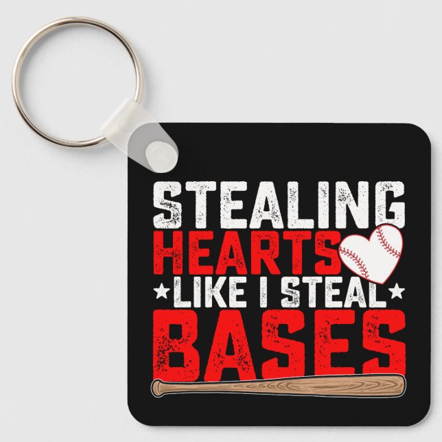 Stålande hjärtan som jag steal Bases Baseball Nyckelring (Framsida)