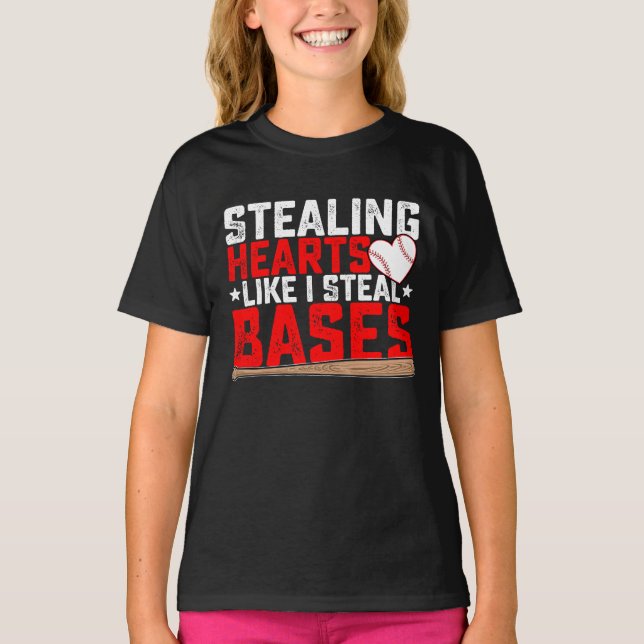 Stålande hjärtan som jag steal Bases Baseball T Shirt (Framsida)