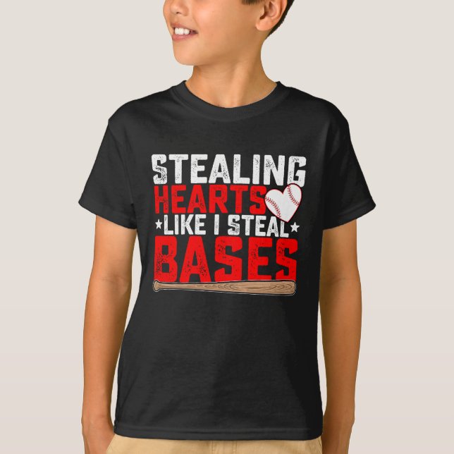 Stålande hjärtan som jag steal Bases Baseball T Shirt (Framsida)