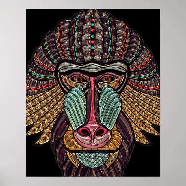 Stålat glas, utseende, afrikanskt djurkonst poster (Framsidan)