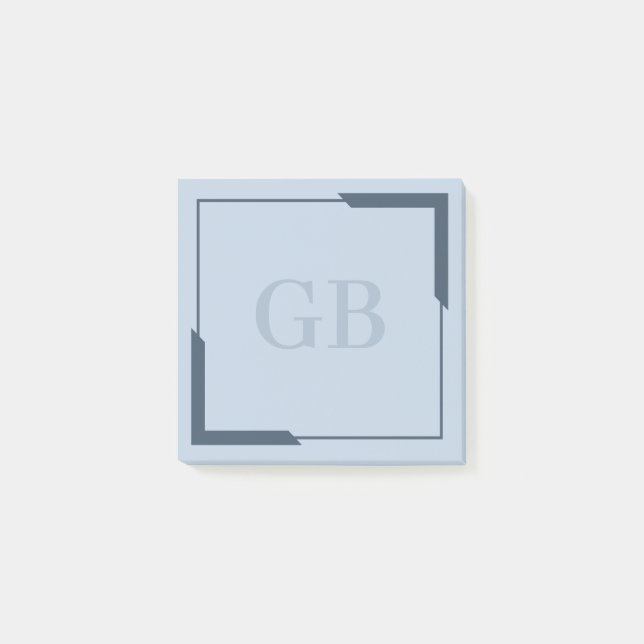 Stålblå hörn, Elegant Monogram Post-it Block (Framsida)