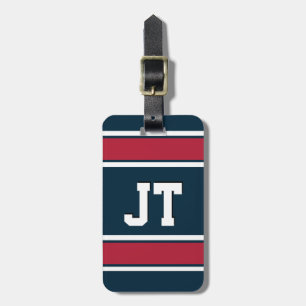Stålblått och rödfärgat sportbruk Rand Monogram Bagagebricka