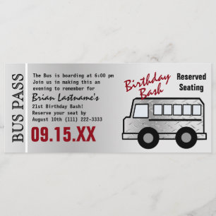 Ståldesign 21:a födelsedag Party Buss Inbjudningar