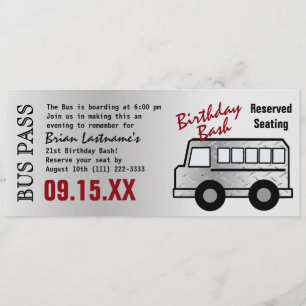 Ståldesign 21:a födelsedag Party Buss Inbjudningar